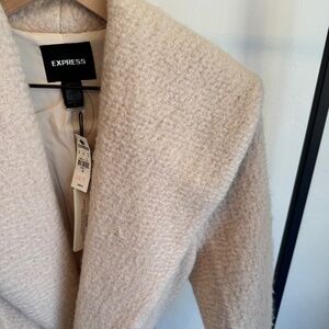 Express Sherpa Wool-Blend Shawl Lapel Wrap Beige Coat (XS)